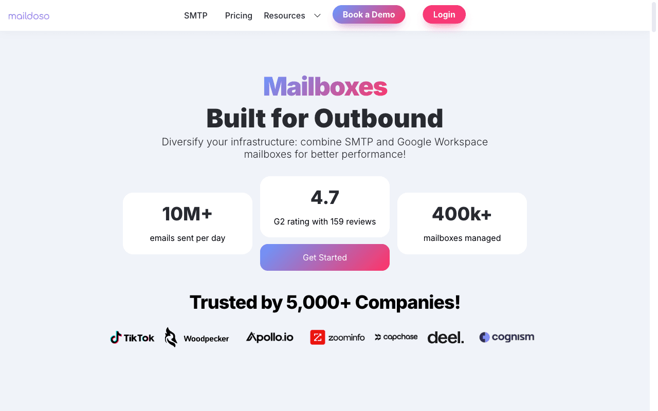 Maildoso homepage